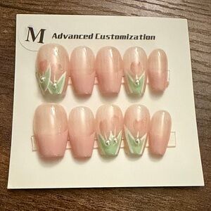 Light Pink Tulip Floral Press on Nail Set